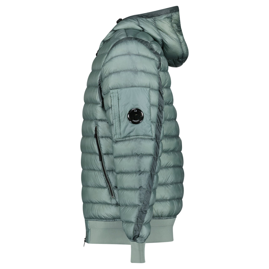 CP Company D.D. Shell Down Hooded Lens Jacket in Silver Blue