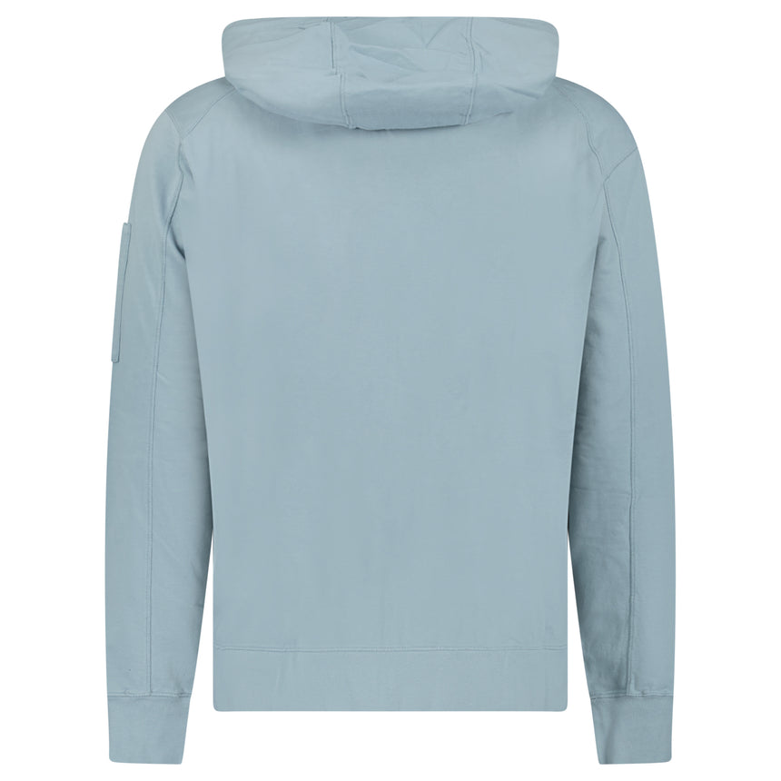CP Company Light Fleece Zip Hooded Lens Sweatshirt in Silver Blue