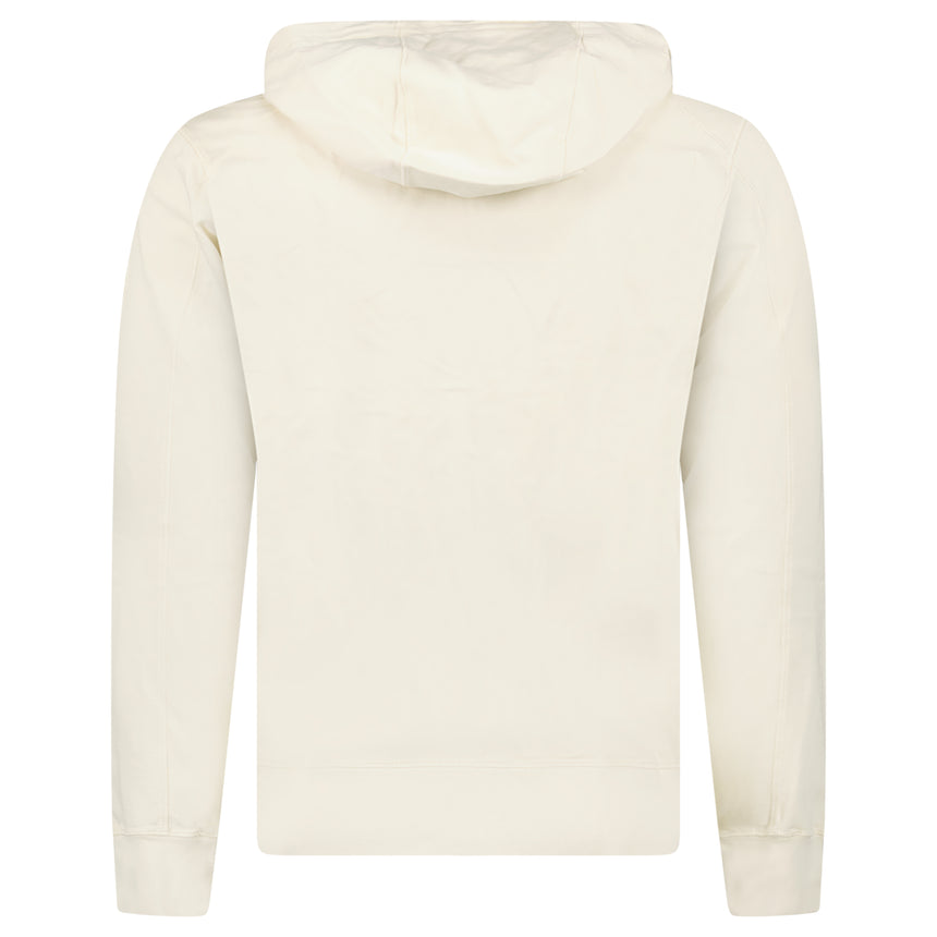 CP Company Light Fleece Zip Hooded Lens Sweatshirt in Frozen Dew Beige