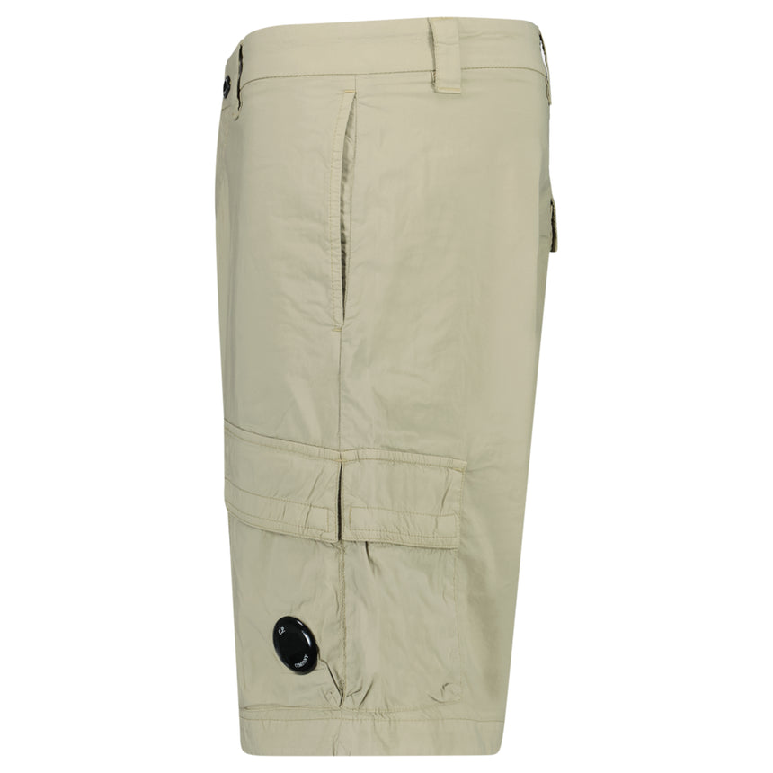 CP Company 50 Fili Stretch Loose Lens Cargo Shorts in Moss Beige