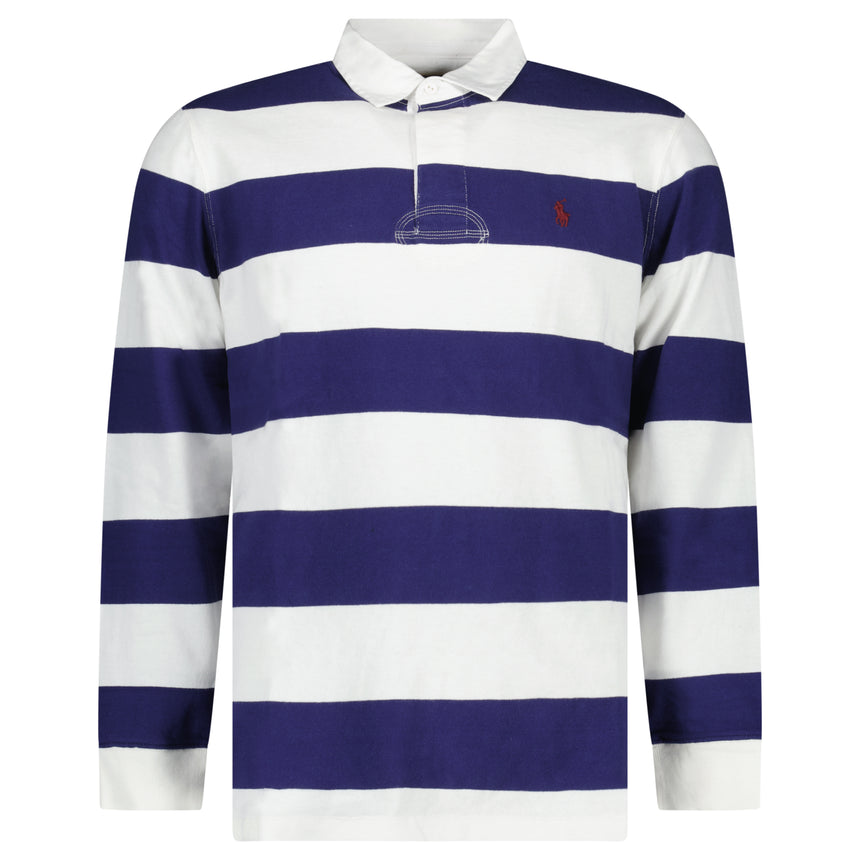 Polo Ralph Lauren The Iconic Rugby Shirt in White and Newport Navy