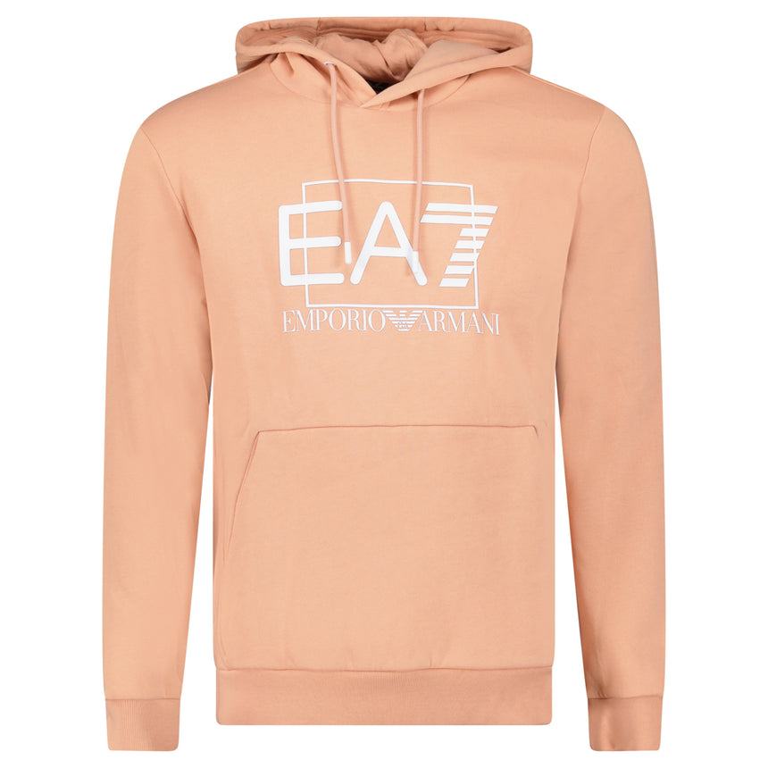 EA7 Emporio Armani Logo Print Hoodie in Cafe Creme