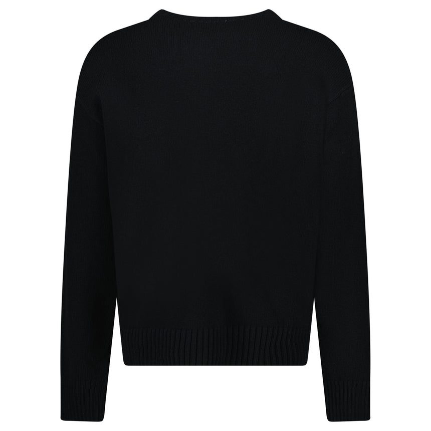 Moncler Wool and Cashmere Crew Neck Jumper in Black