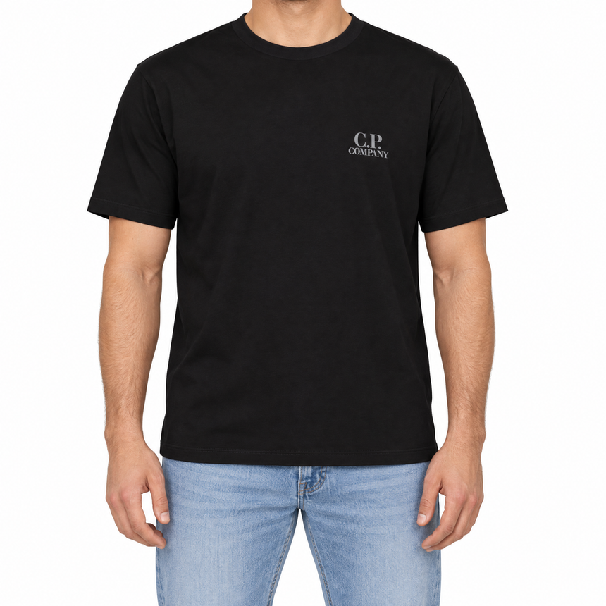 CP Company 30/1 Jersey Short Sleeve Logo T-Shirt in Black