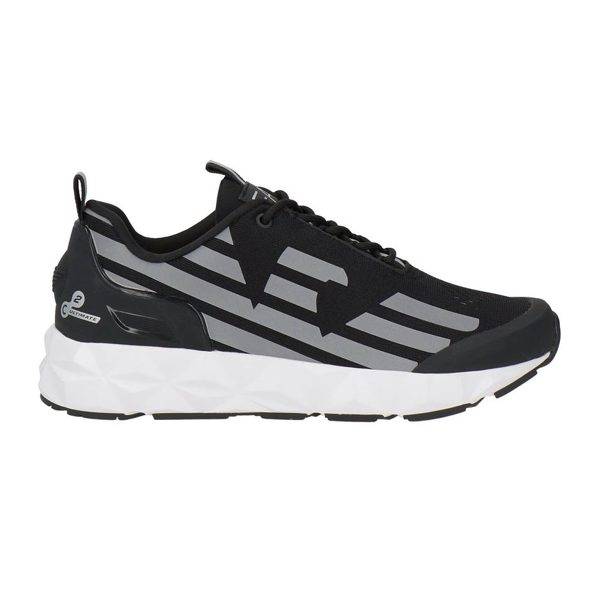 EA7 Emporio Armani Ultimate C2 Kombat Running Sneaker with Ultralight Sole in Black and Silver