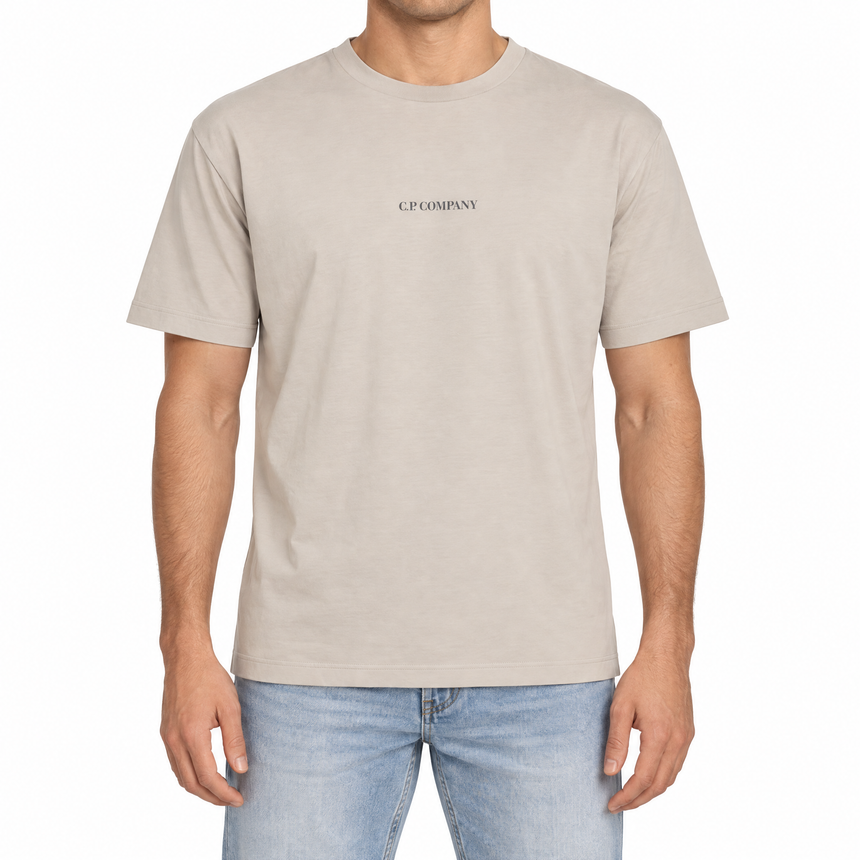 CP Company 30/1 Jersey Short Sleeve Logo T-Shirt in Dove Beige