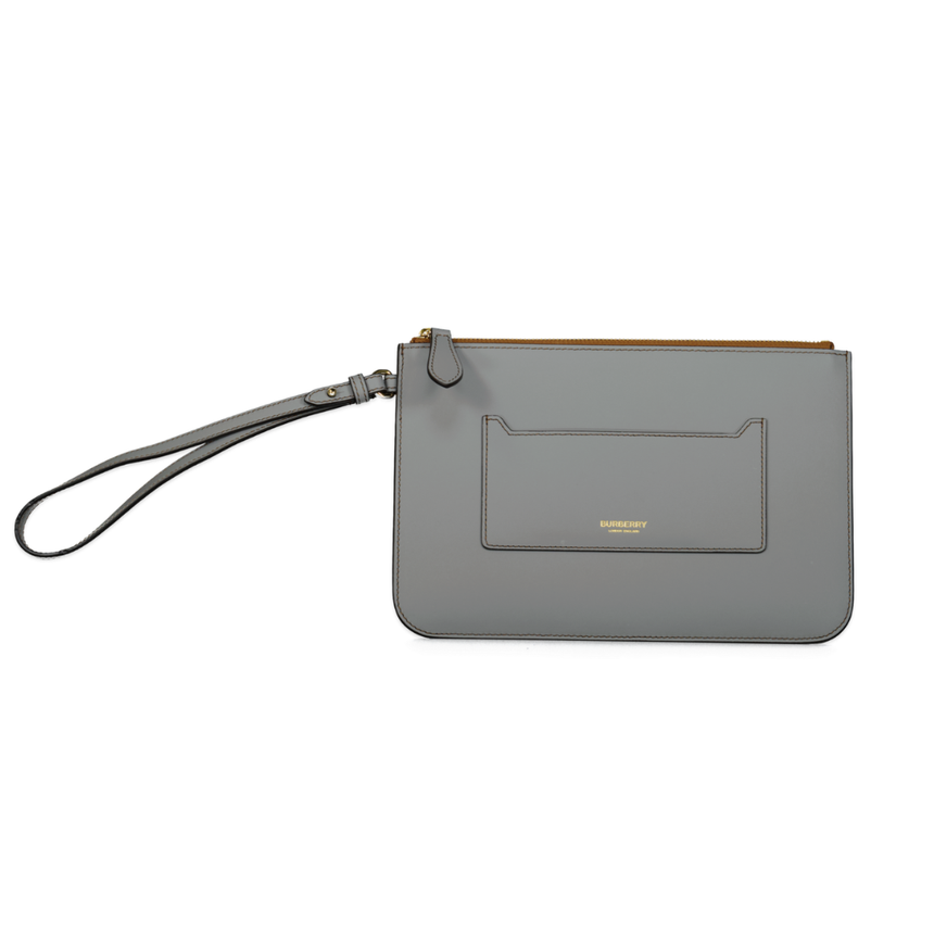 Burberry New Peyton Leather Clutch Bag in Grey