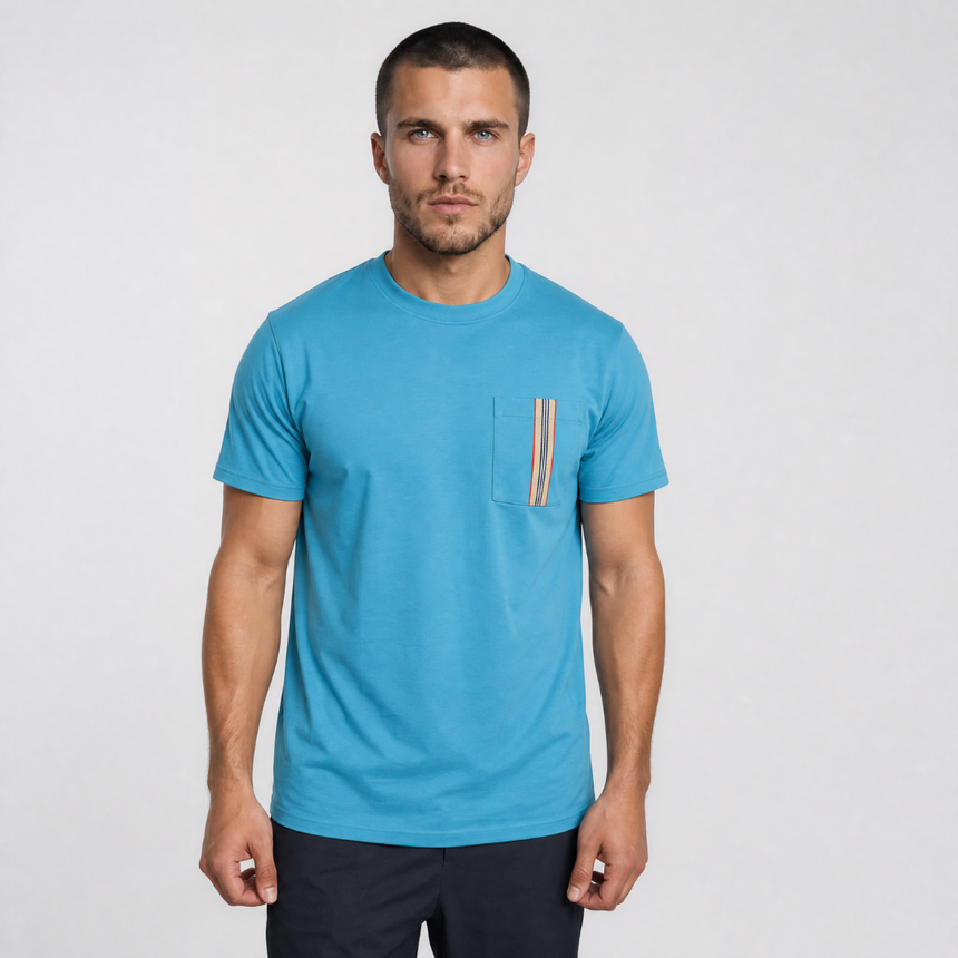 Burberry 'Ellison' Stripe Embroidery T-Shirt Peacock Turquoise