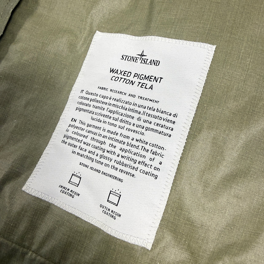 Stone Island Waxed Pigment Cotton Tela Jacket in Military Green