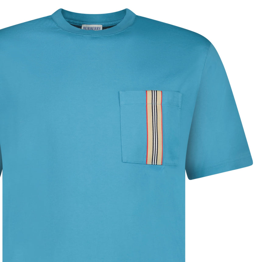 Burberry 'Ellison' Stripe Embroidery T-Shirt Peacock Turquoise
