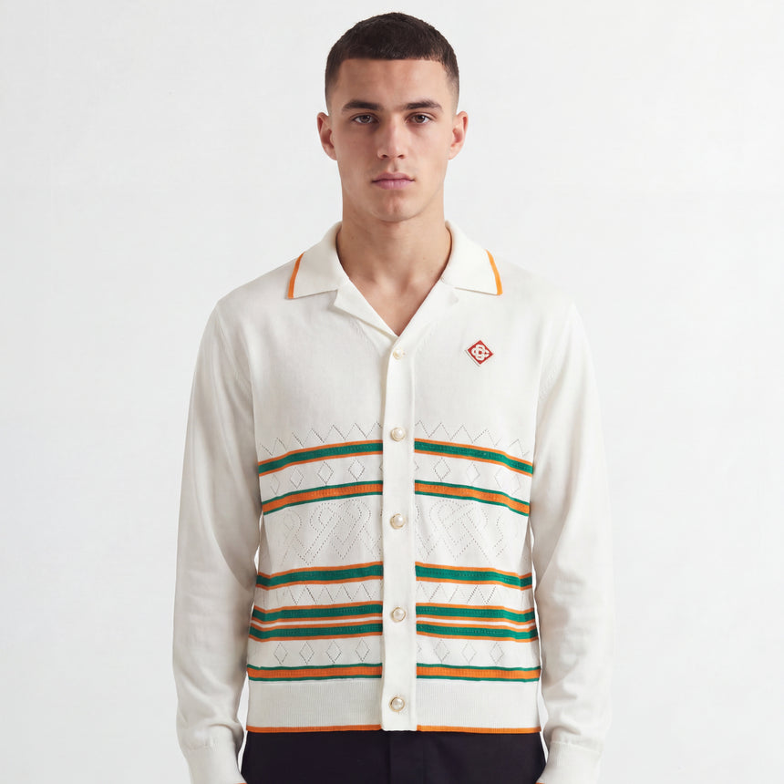 Casablanca Heart Pointelle Shirt Off White