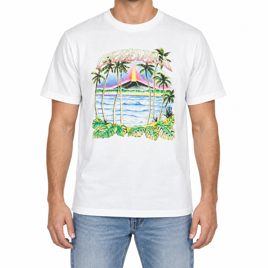 Casablanca Volcano Graphic Print T-Shirt in White