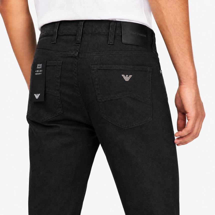Emporio Armani J21 Regular Fit Jeans in Washed Black