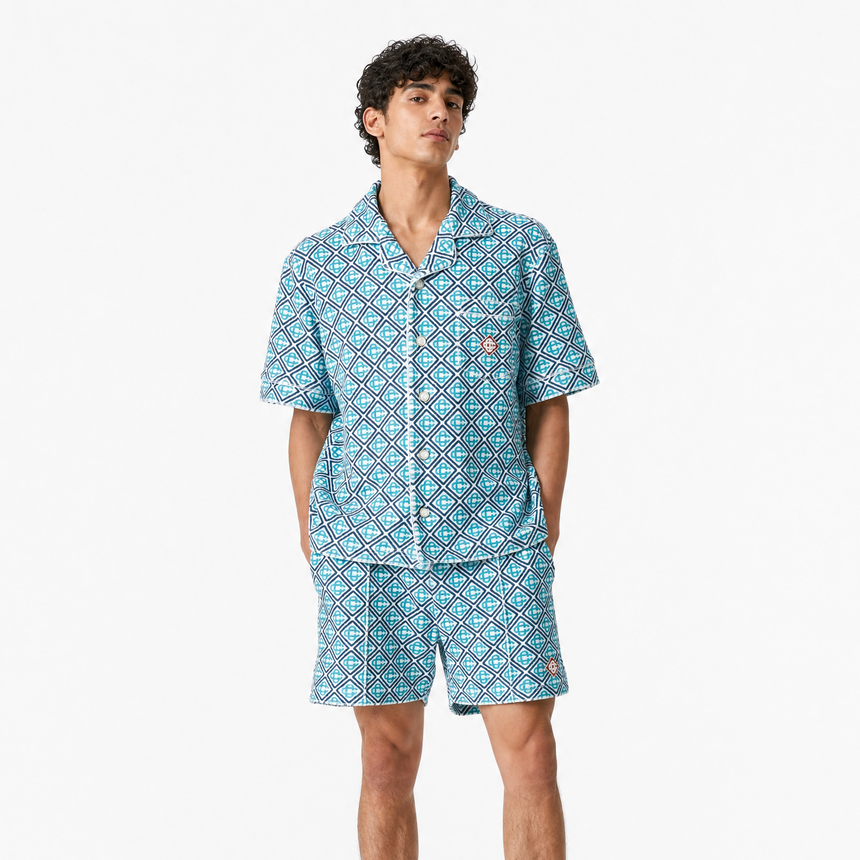Casablanca Monogram Towelling Set in Turquoise Green