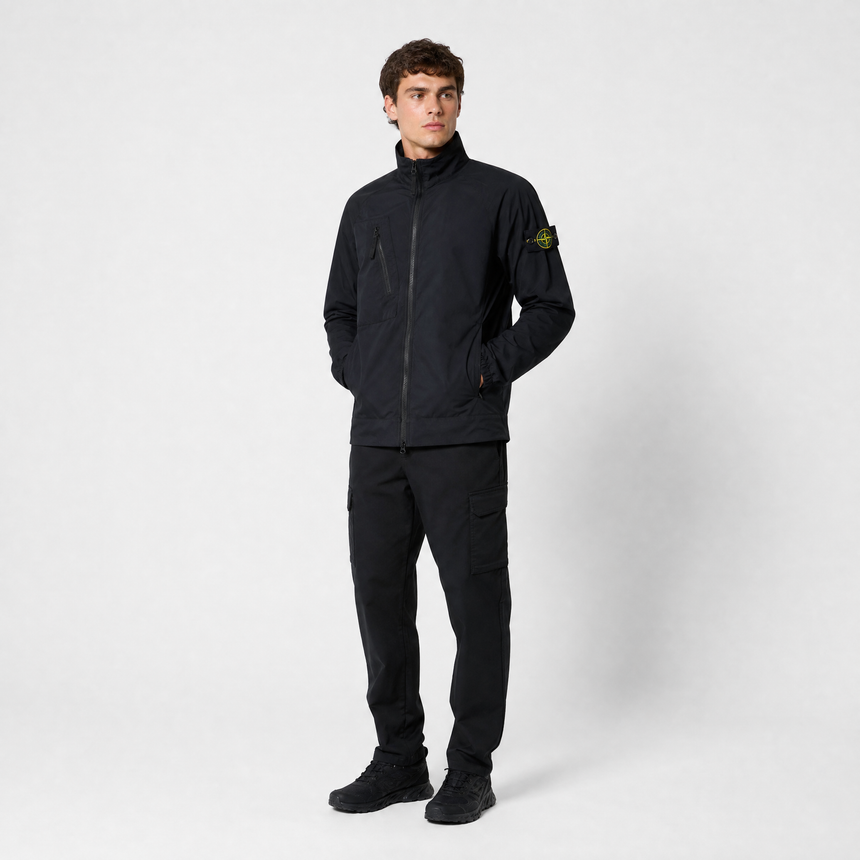 Stone Island Stretch Nylon Tech Fleece Jacket in Black