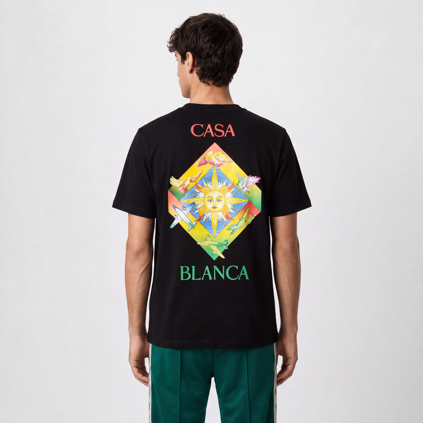 Casablanca Les Éléments Printed Cotton T-Shirt in Black