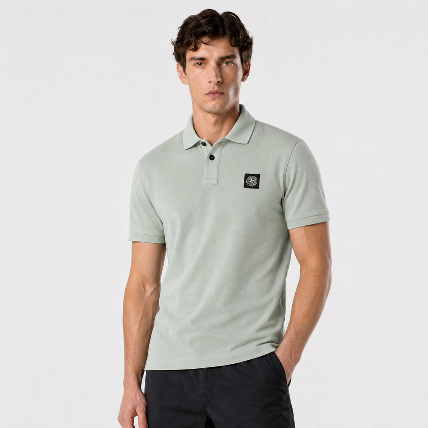 Stone Island Compass Badge Polo T-Shirt Slim Fit Sage