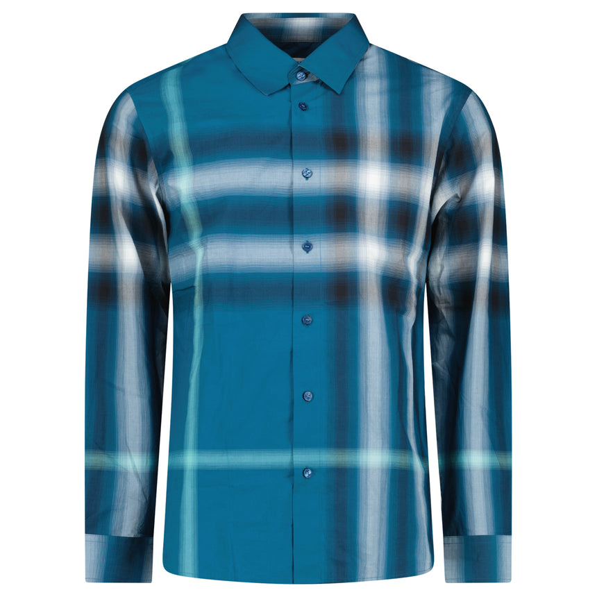 Burberry Claverdon Maxi Check Cotton Shirt in Pacific Blue