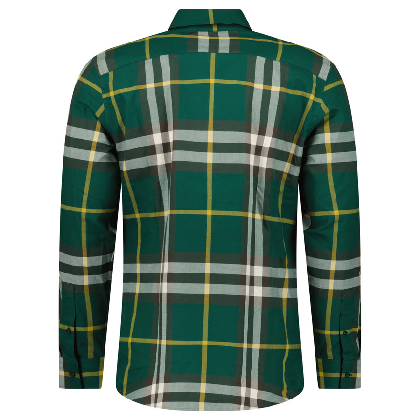 Burberry Claverdon Large Check Cotton Shirt in Ivy Green