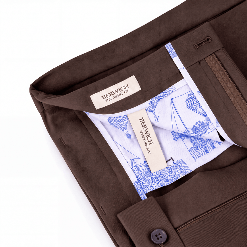 Berwich Komodo 'The Travel Fit' Trousers in Brown - Boinclo - Outlet Sale Under Retail