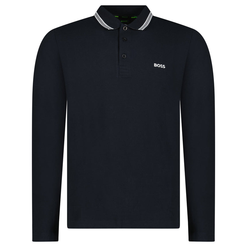 Boss Plisy Long Sleeve Polo Shirt in Dark Blue - Boinclo - Outlet Sale Under Retail