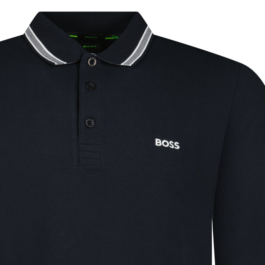 Boss Plisy Long Sleeve Polo Shirt in Dark Blue - Boinclo - Outlet Sale Under Retail
