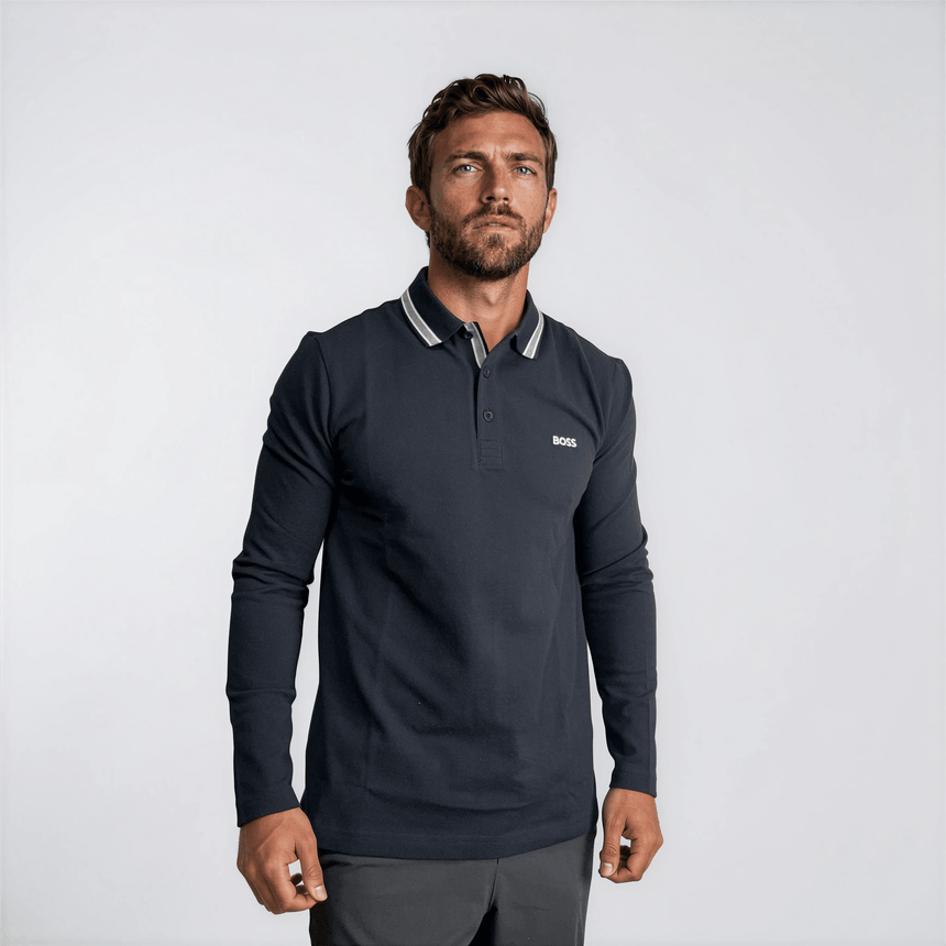 Boss Plisy Long Sleeve Polo Shirt in Dark Blue - Boinclo - Outlet Sale Under Retail