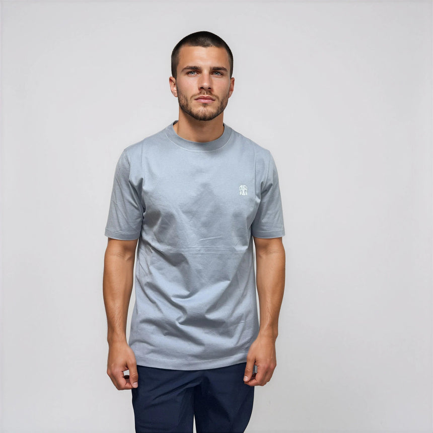 Brunello Cucinelli Cotton Jersey T-Shirt in Blue Slate - Boinclo - Outlet Sale Under Retail