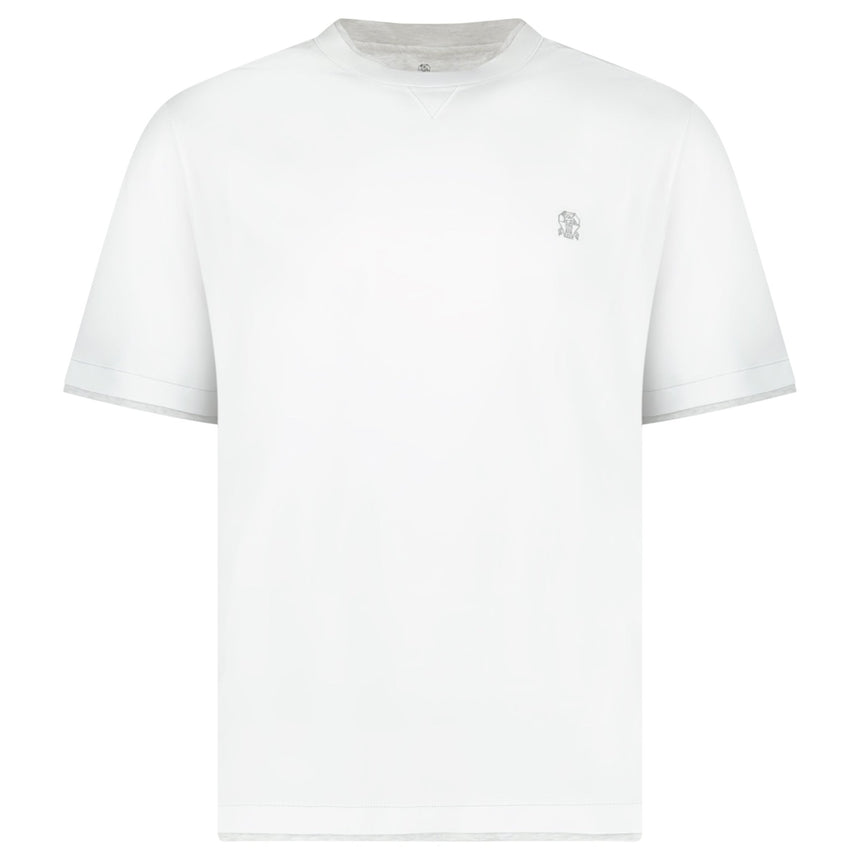 Brunello Cucinelli Double Layer T-Shirt in White - Boinclo - Outlet Sale Under Retail