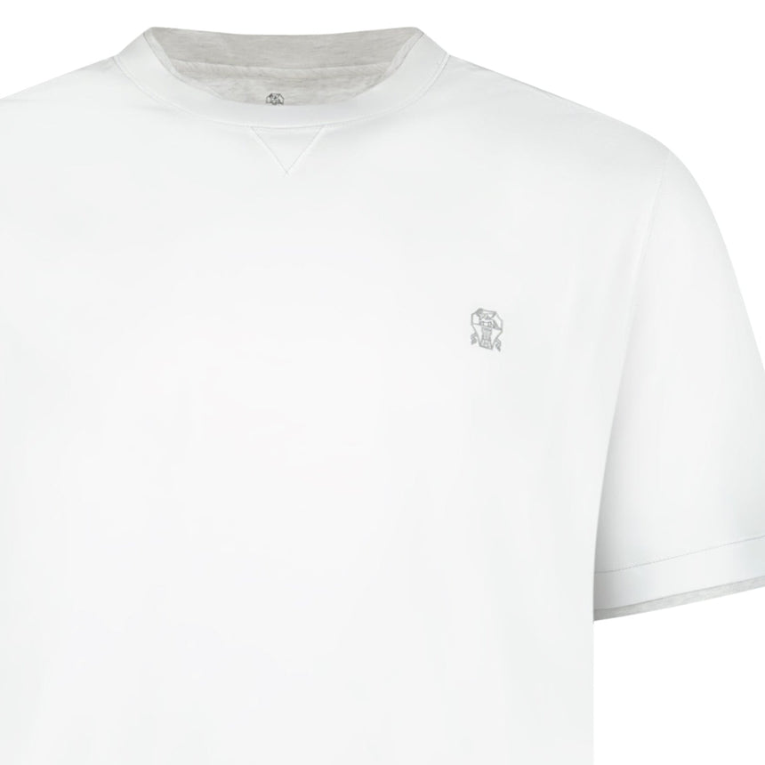 Brunello Cucinelli Double Layer T-Shirt in White - Boinclo - Outlet Sale Under Retail
