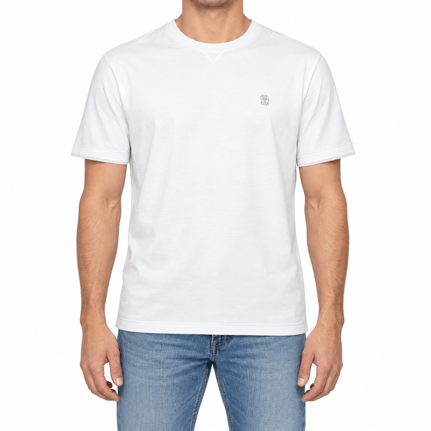 Brunello Cucinelli Double Layer T-Shirt in White - Boinclo - Outlet Sale Under Retail