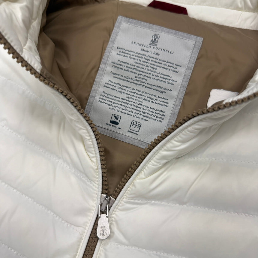 Brunello Cucinelli Zip - Up Down Gilet White - Boinclo - Outlet Sale Under Retail