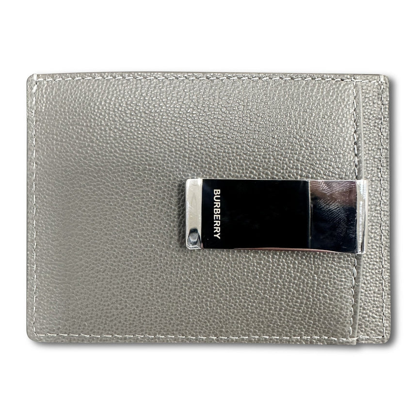 Burberry 'Chase' Leather Card Holder With Money Clip Grey - Boinclo - Outlet Sale Under Retail