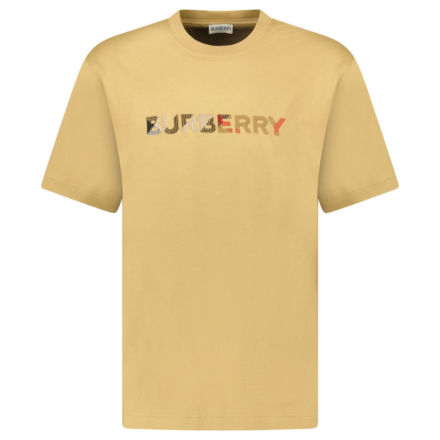 Burberry Check Logo Embroidered T-Shirt Beige - Boinclo - Outlet Sale Under Retail