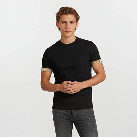 Burberry 'Ellison' Organic Cotton Check Sleeve Black - Boinclo - Outlet Sale Under Retail