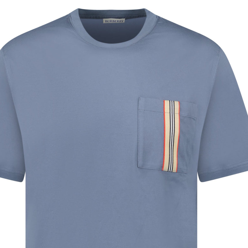 Burberry 'Ellison' Stripe Embroidery T-Shirt Carbon Blue - Boinclo - Outlet Sale Under Retail