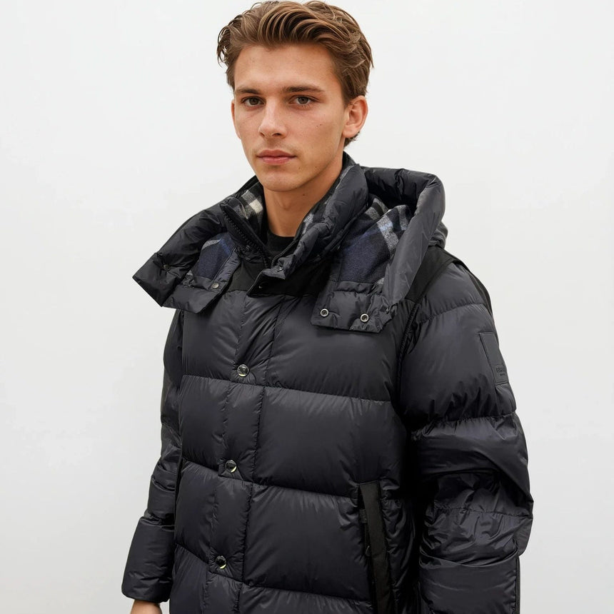 Burberry 'Leeds' Detachable Sleeve Hooded Down Jacket Navy - Boinclo - Outlet Sale Under Retail