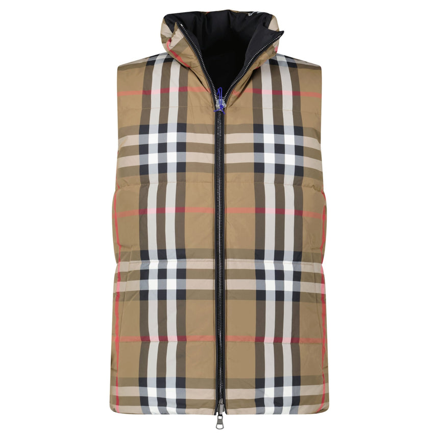 Burberry 'Lowick' Reversible Down Gilet Black & Check - Boinclo - Outlet Sale Under Retail