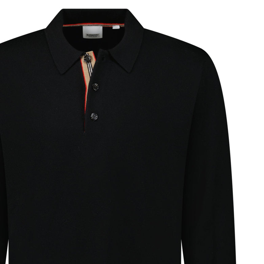 Burberry 'Pace' Signature Stripe Wool Polo Black - Boinclo - Outlet Sale Under Retail
