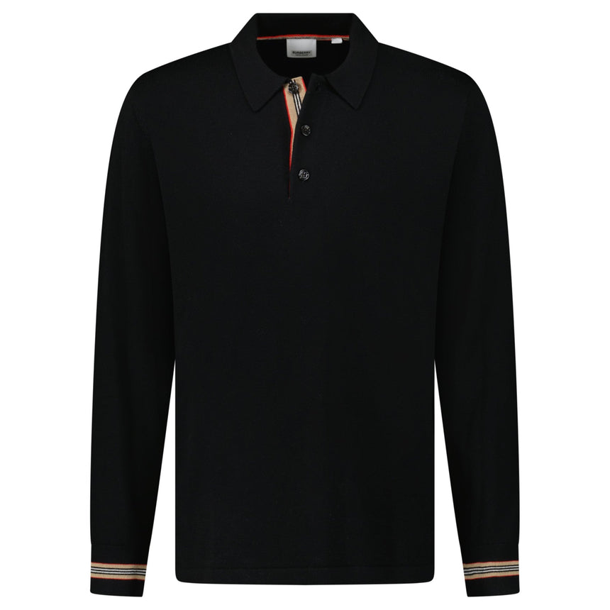 Burberry 'Pace' Signature Stripe Wool Polo Black - Boinclo - Outlet Sale Under Retail