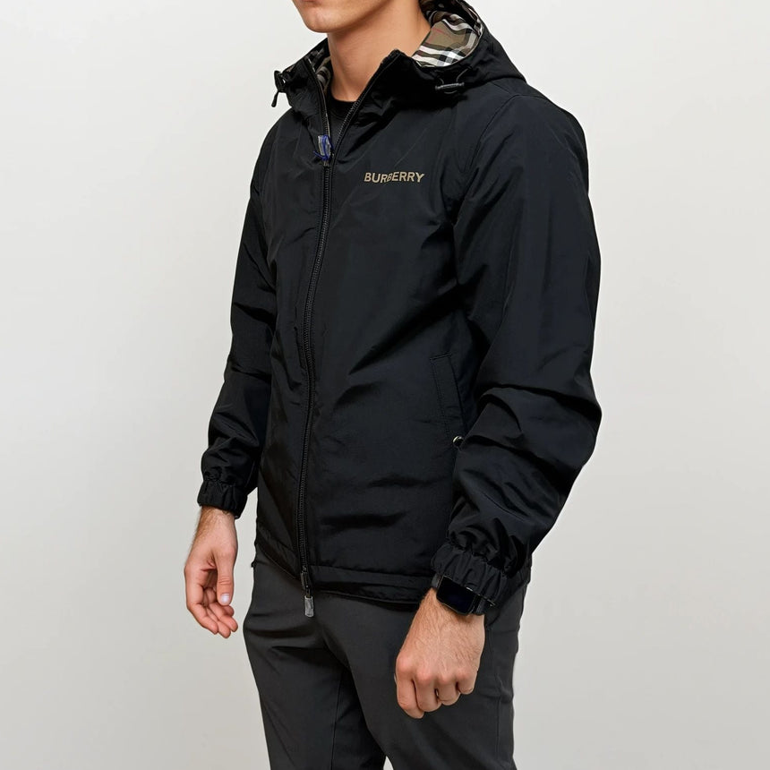 Burberry 'Stanford' Zip - Up Check Reversible Hooded Jacket Black & Check - Boinclo - Outlet Sale Under Retail