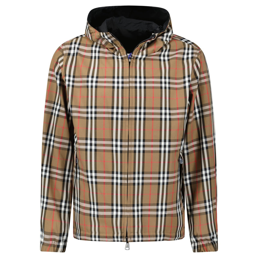 Burberry 'Stanford' Zip - Up Check Reversible Hooded Jacket Black & Check - Boinclo - Outlet Sale Under Retail
