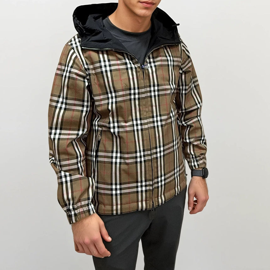 Burberry 'Stanford' Zip - Up Check Reversible Hooded Jacket Black & Check - Boinclo - Outlet Sale Under Retail