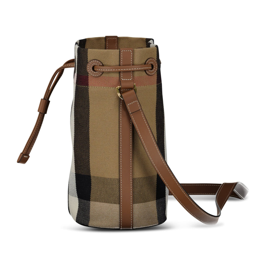 Burberry Check Canvas Small Bucket Bag in Taupe Brown - Boinclo - Outlet Sale Under Retail