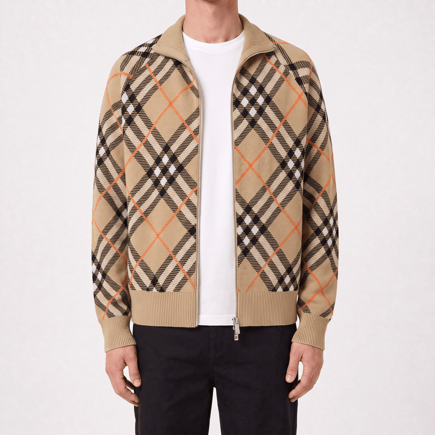 Burberry Check Zip Jacket in Beige - Boinclo - Outlet Sale Under Retail