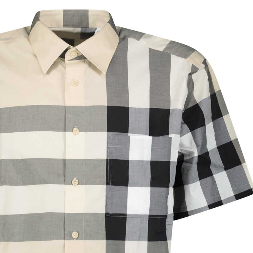 Burberry Claverdon Short-Sleeved Check Stretch Cotton Shirt in Modern Beige - Boinclo - Outlet Sale Under Retail