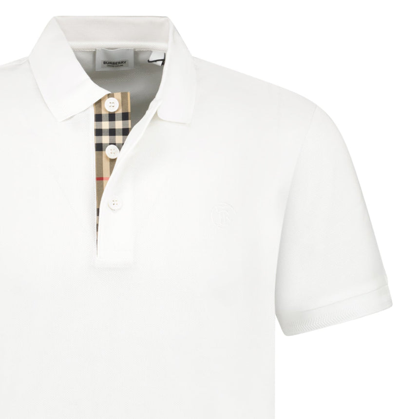 Burberry 'Eddie' TB Check Placket Polo-Shirt White - Boinclo - Outlet Sale Under Retail