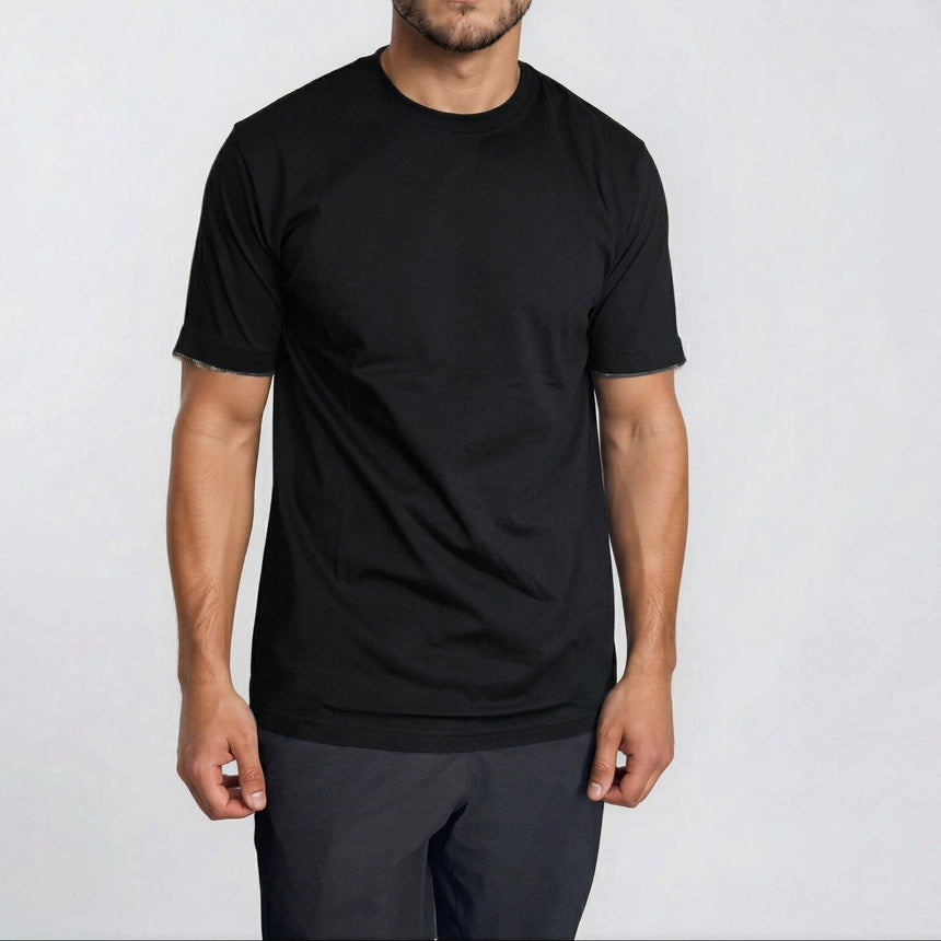 Burberry 'Ellison' Organic Cotton Check Sleeve Black - Boinclo - Outlet Sale Under Retail