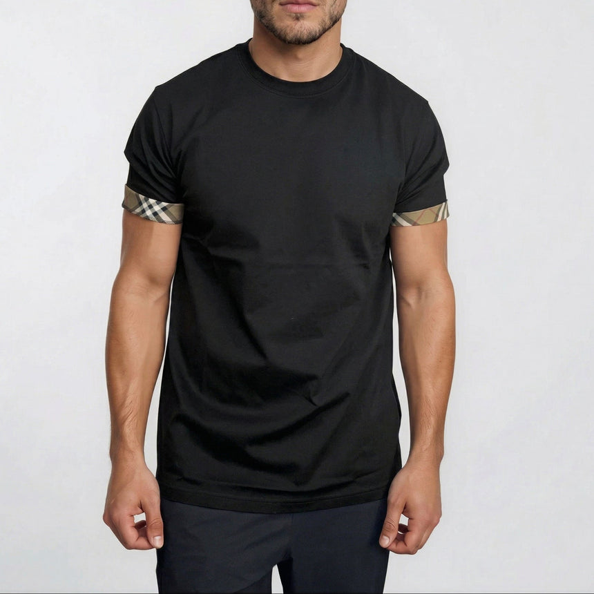 Burberry 'Ellison' Organic Cotton Check Sleeve Black - Boinclo - Outlet Sale Under Retail