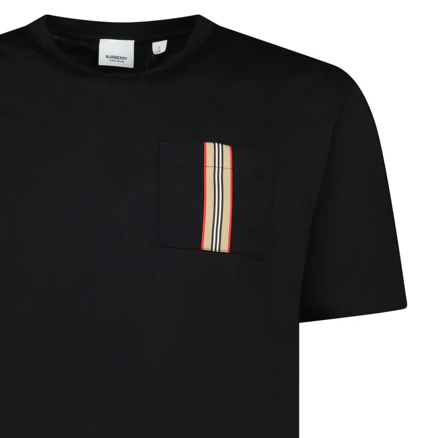 Burberry 'Ellison' Stripe Embroidery T-Shirt Black - Boinclo - Outlet Sale Under Retail